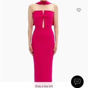 Chic Strapless Pink Dress with Bow Detail and a scarf. UK. 40